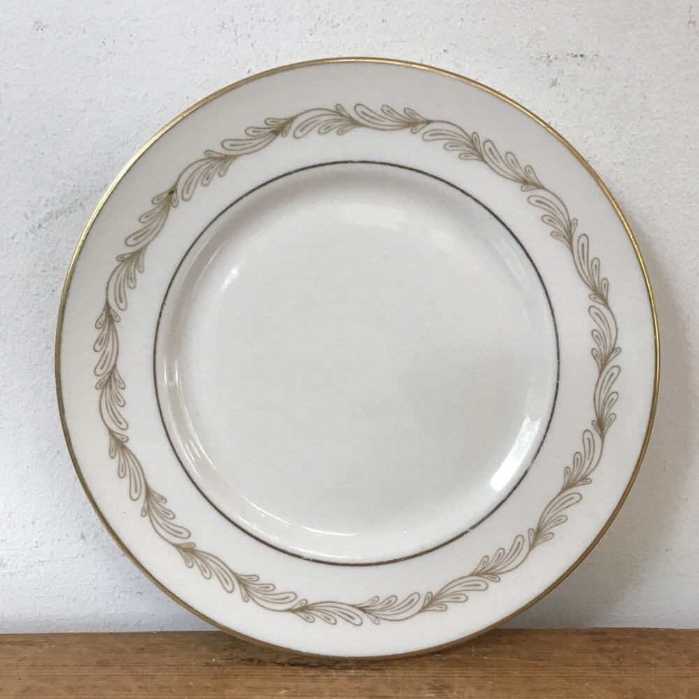 Vtg Tiffany Gold Floral Ornate Porcelain China Small Bread Dessert Plate 8.25"
